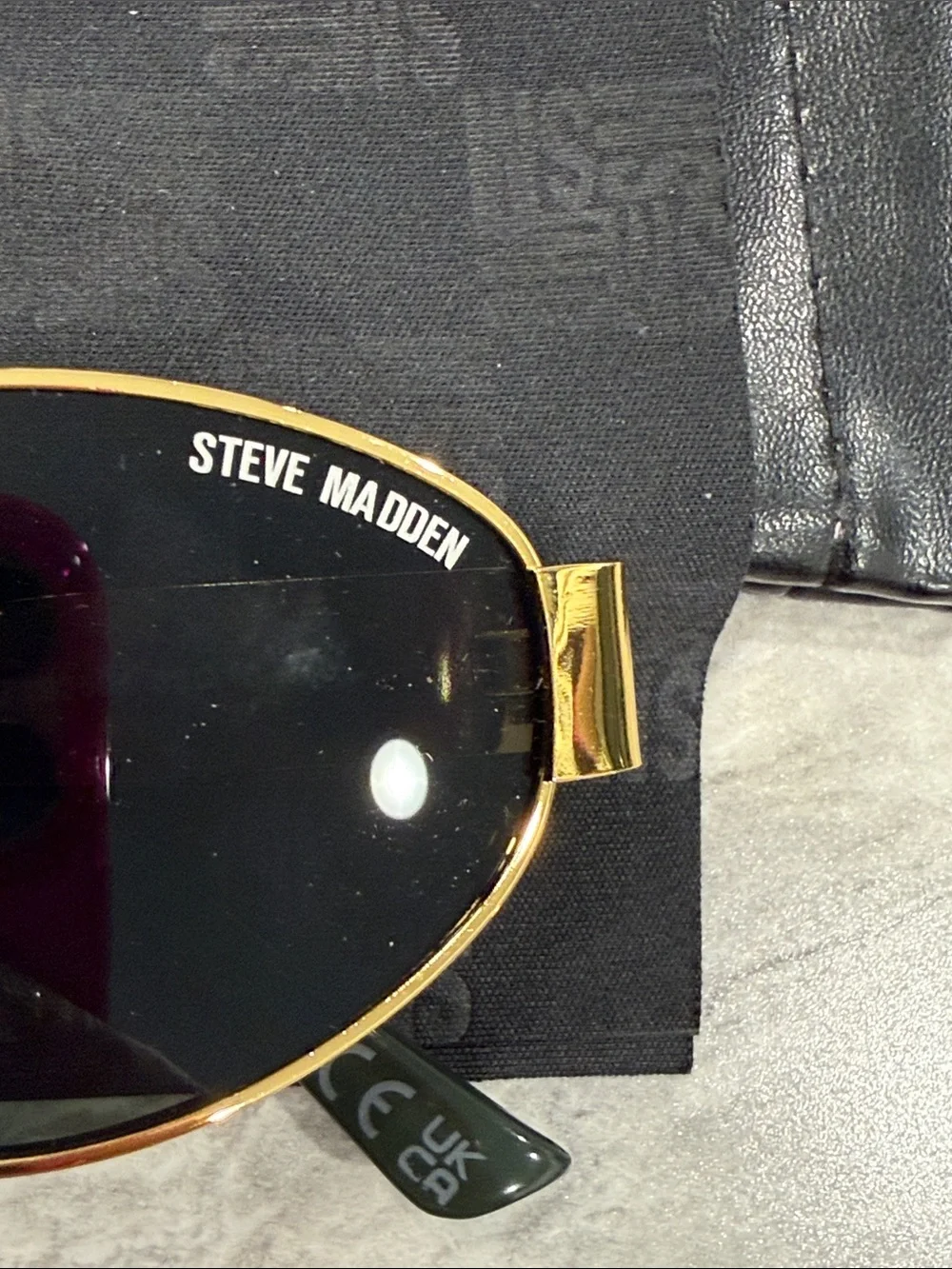 Steve Madden Gold Frame Black Lens Oval Sunglasses - Men's Fashion